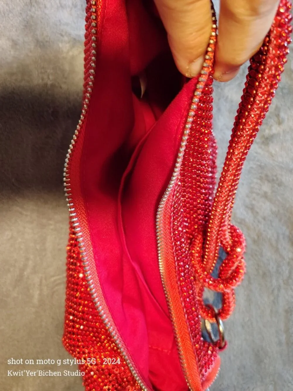 Red Rhinestone Sparkly Evening Bag